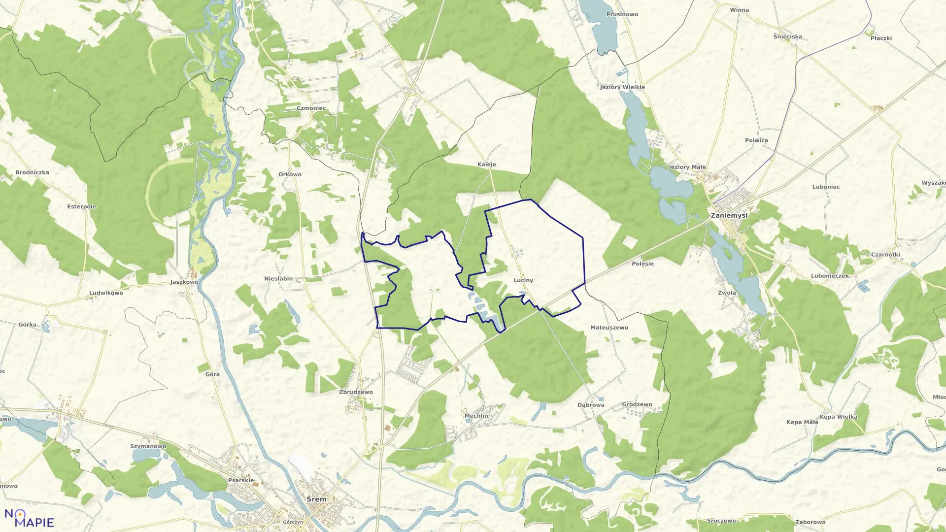 Mapa obrębu LUCINY w gminie Śrem